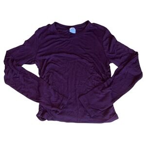 Athleta Long Sleeve Ruched Side Top Deep Plum Purple Athletic Fit Size M